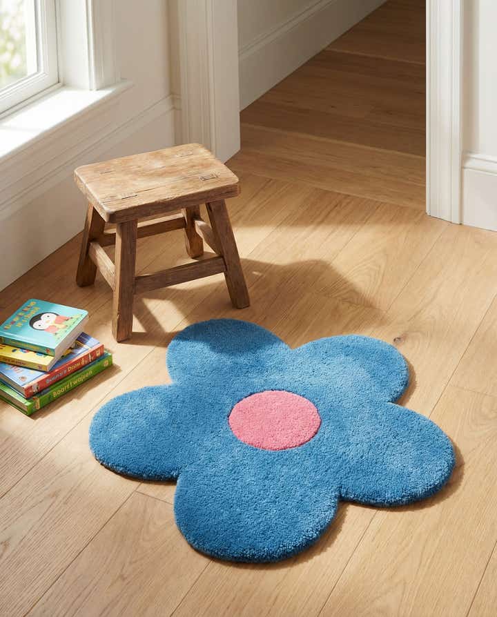 2' 2 x 2' 2 Happy Rugs Funky Flower Wool Round