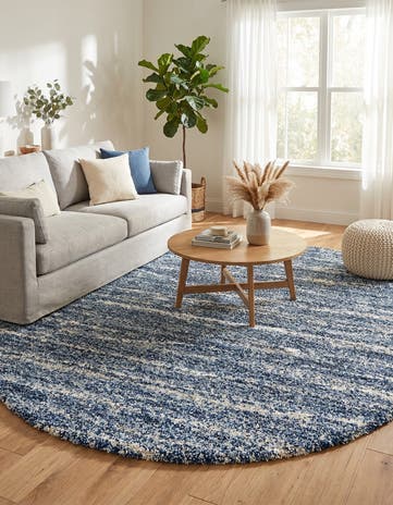 Blue Serenity Shag Oval Rug