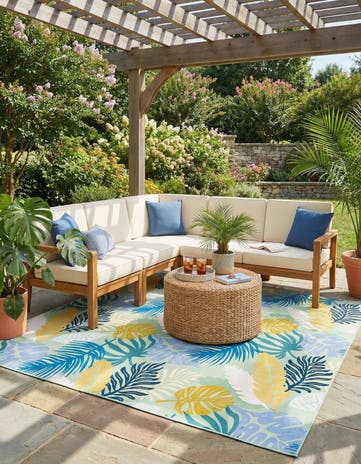7' 10 x 10' Easy-Clean Botanical Indoor / Outdoor Rug