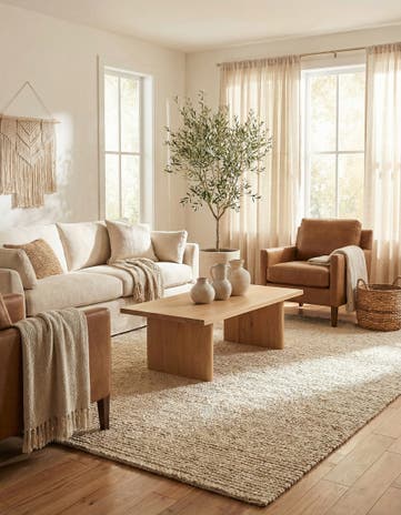 Ivory Hand Woven Chunky Jute Rug