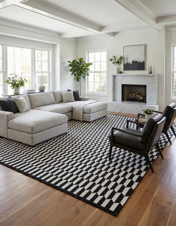 Black and White Milano Square Rug