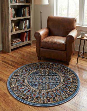 Blue Bokhara Round Rug