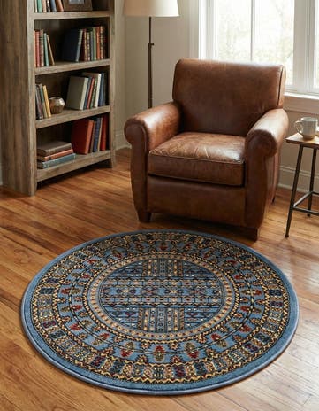 Blue Bokhara Round Rug