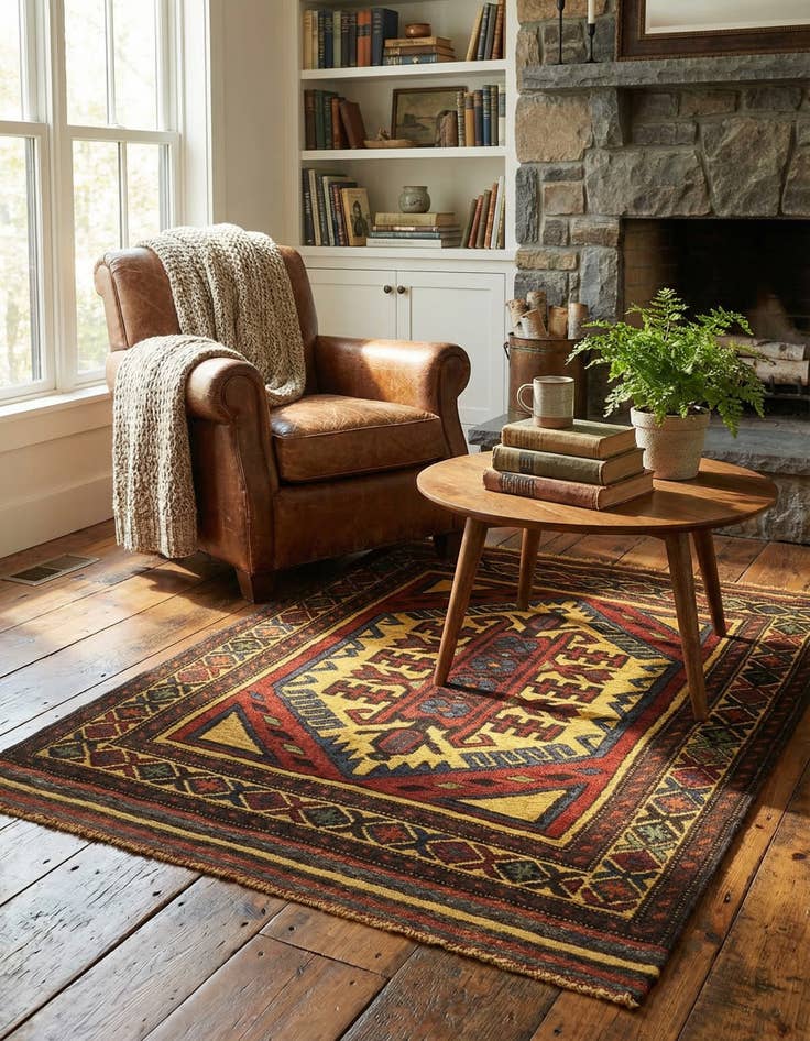 Detail image of 3' 1 x 4' 4 Hand Knotted Sumak Wool Rug