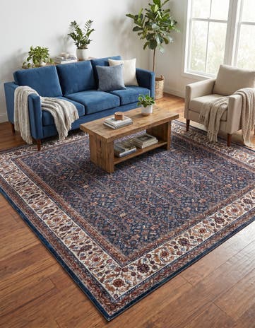 Antique Navy Blue Yara Square Rug