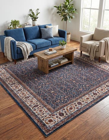 Antique Navy Blue Yara Square Rug