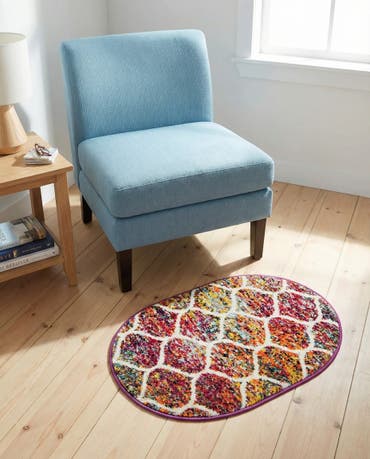  2' x 3' Lattice Frieze Oval Rug