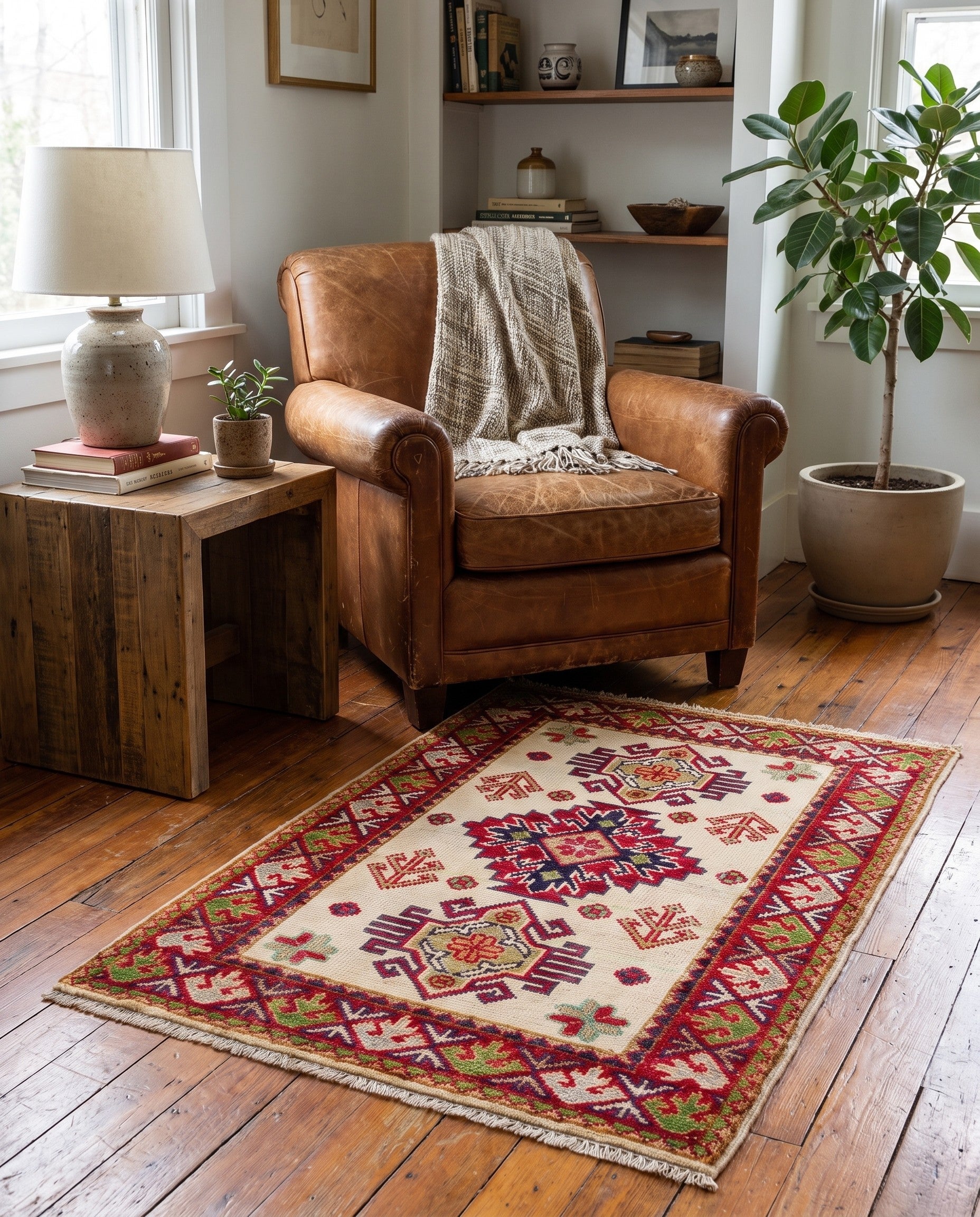 2' x 3' 1 Hand Knotted Kazak Rug
