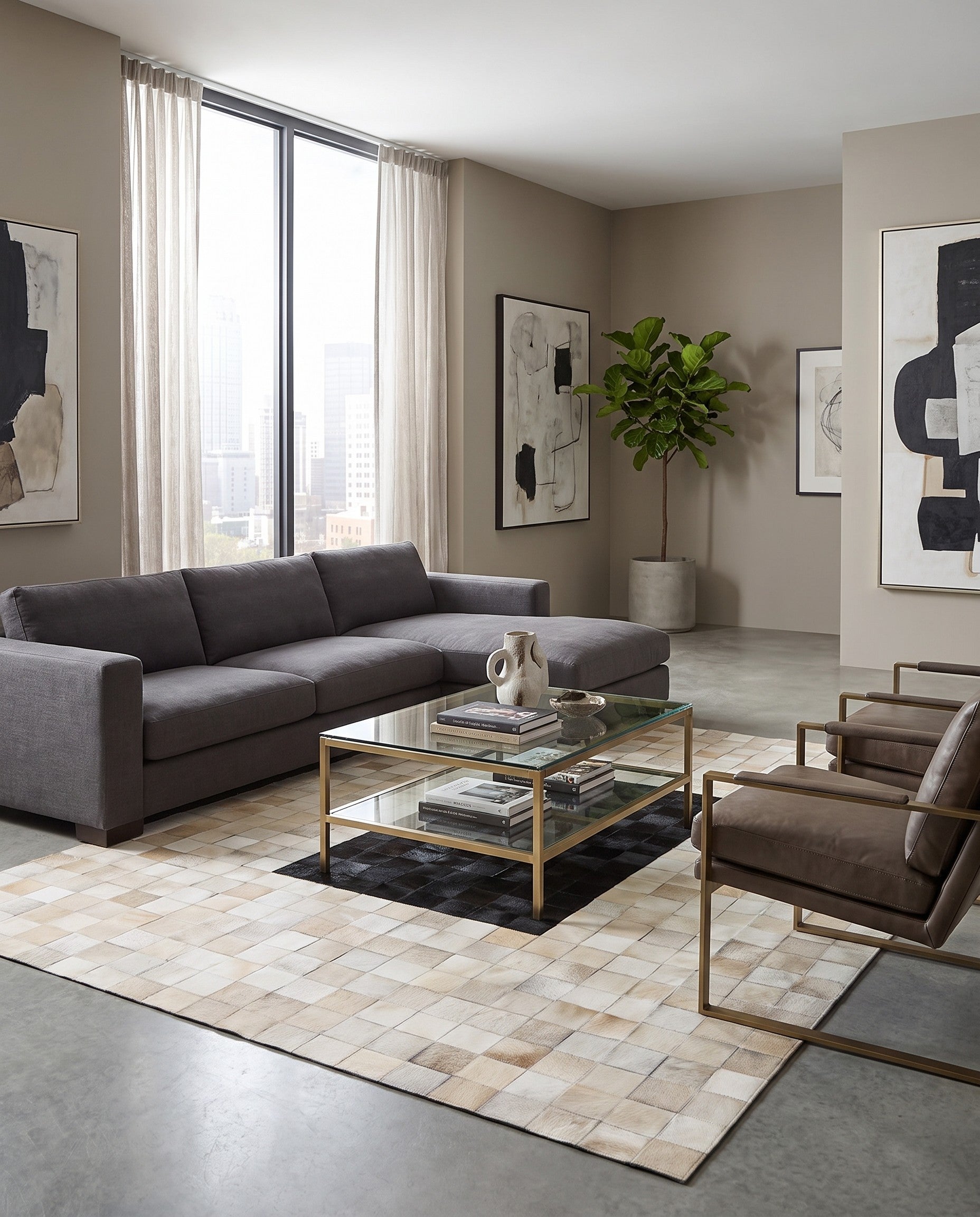 5' x 8' Cowhide Leather Rug