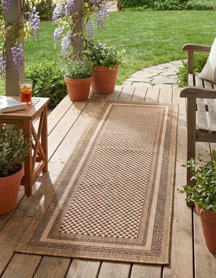 Detail image of 2' 2 x 6' Easy-Clean Border Indoor / Outdoor Runner Rug