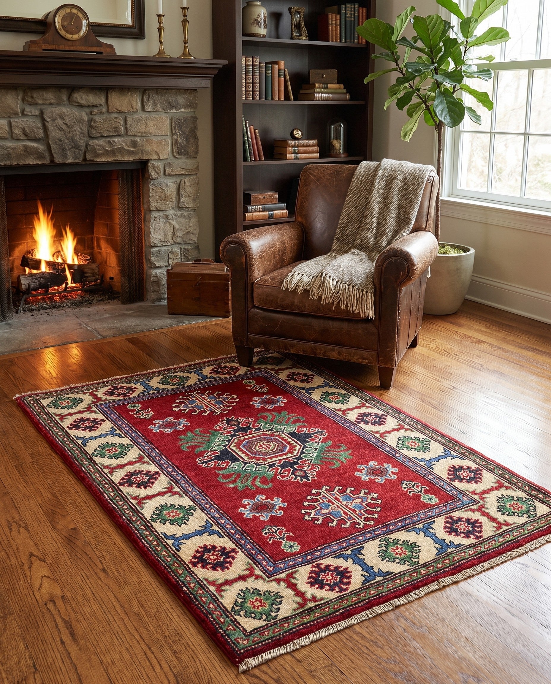 2' 9 x 4' Hand Knotted Kazak Rug