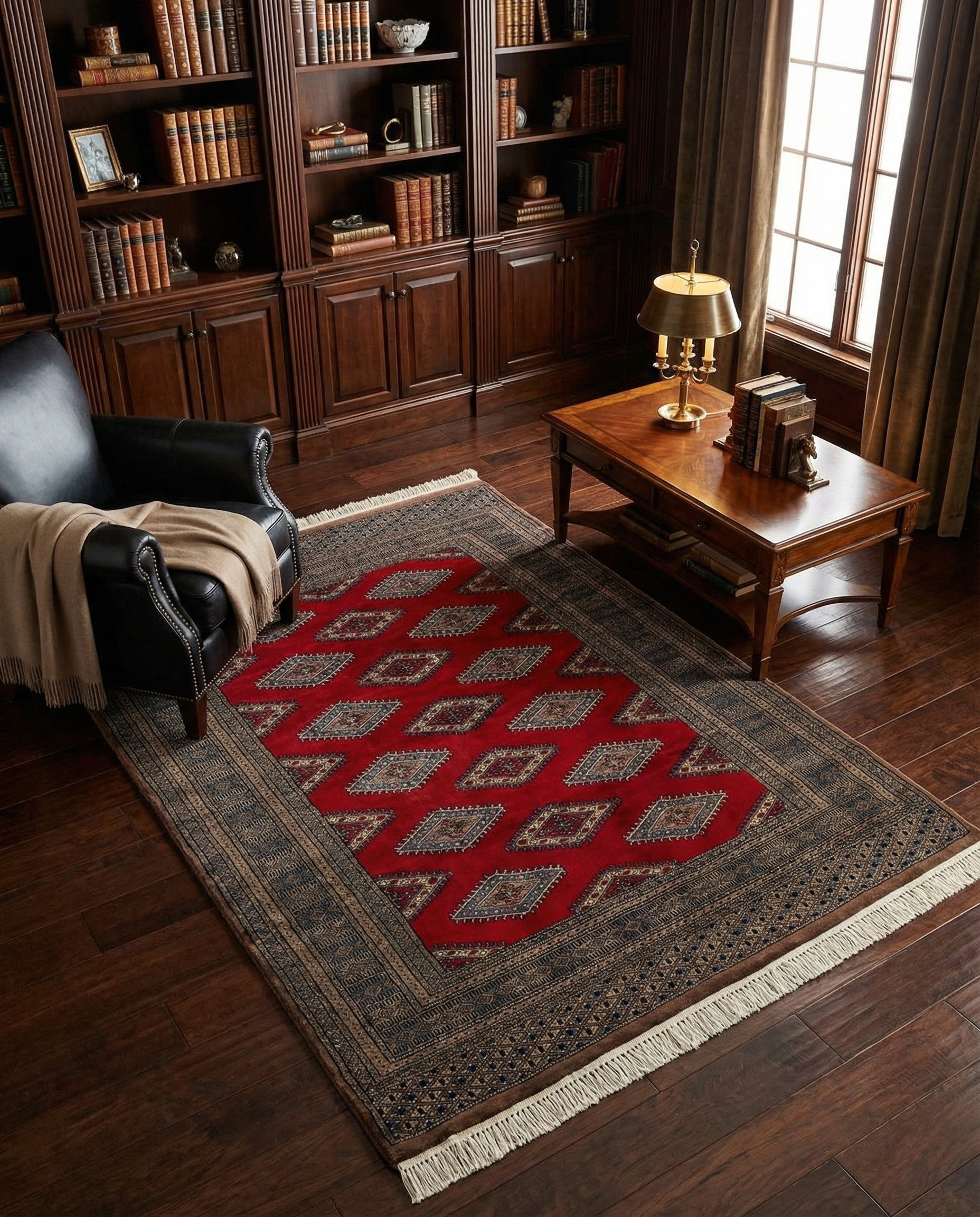 4' 1 x 6' 2 Hand Knotted Bokhara Oriental Wool Rug