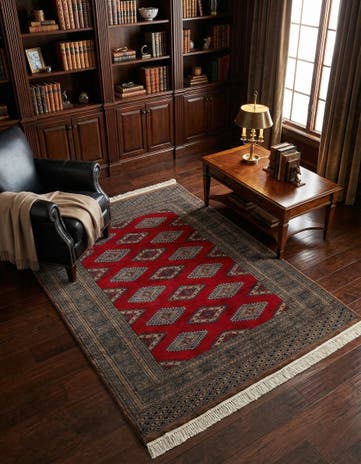 4' 1 x 6' 2 Hand Knotted Bokhara Oriental Wool Rug