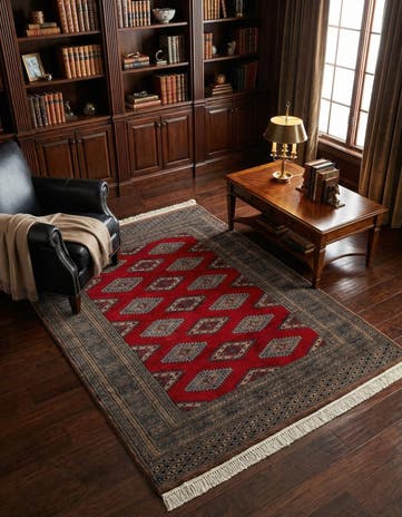 4' 1 x 6' 2 Hand Knotted Bokhara Oriental Wool Rug