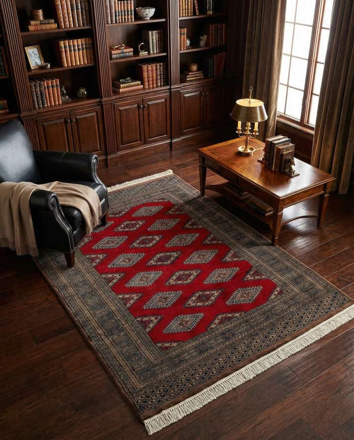 4' 1 x 6' 2 Hand Knotted Bokhara Oriental Wool Rug