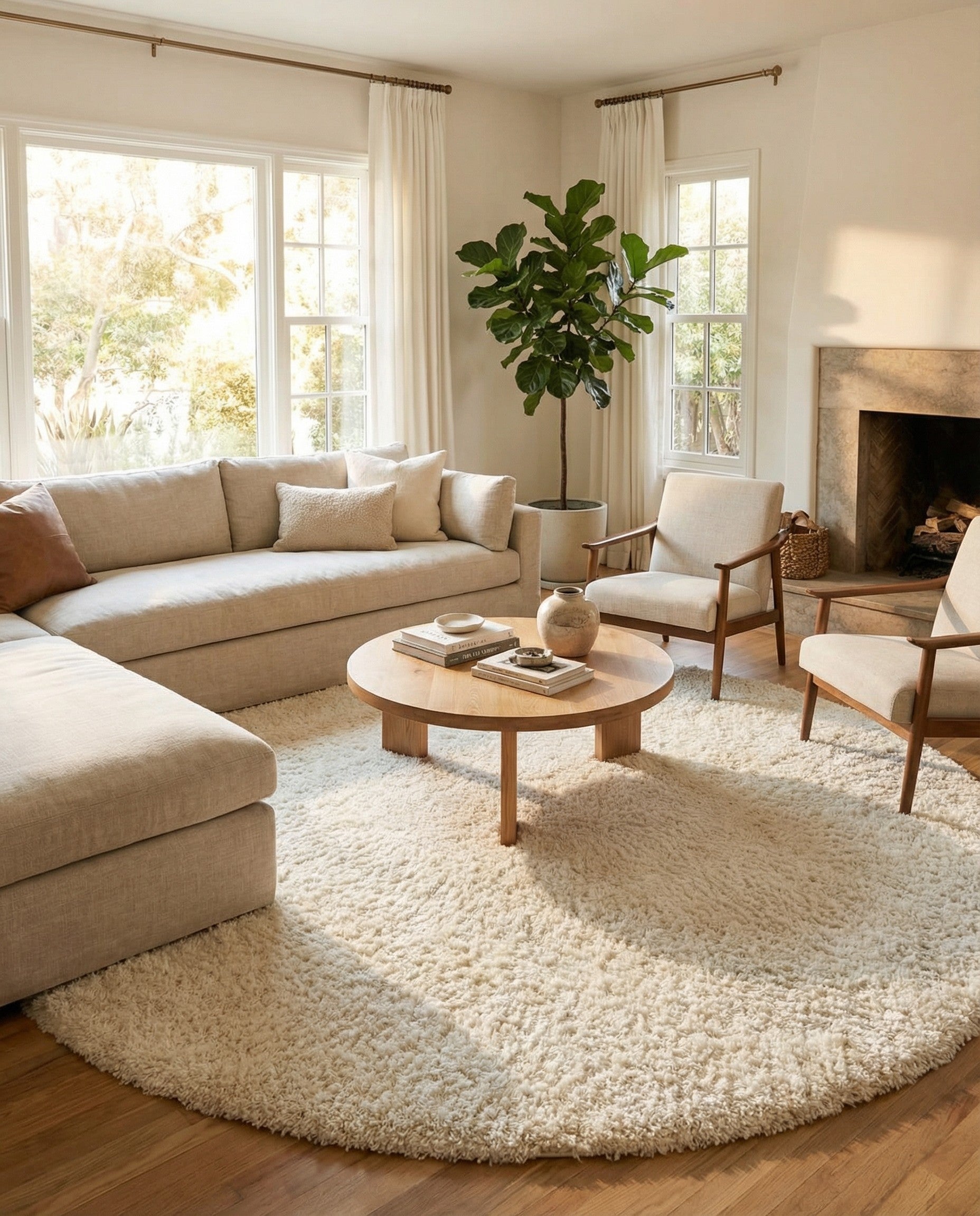 10' x 10' Solid Shag Round Rug