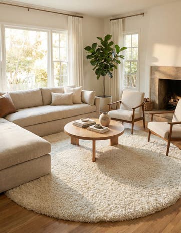 10' x 10' Solid Shag Round Rug
