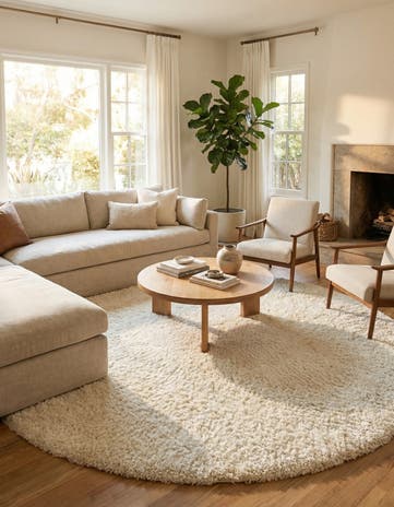10' x 10' Solid Shag Round Rug