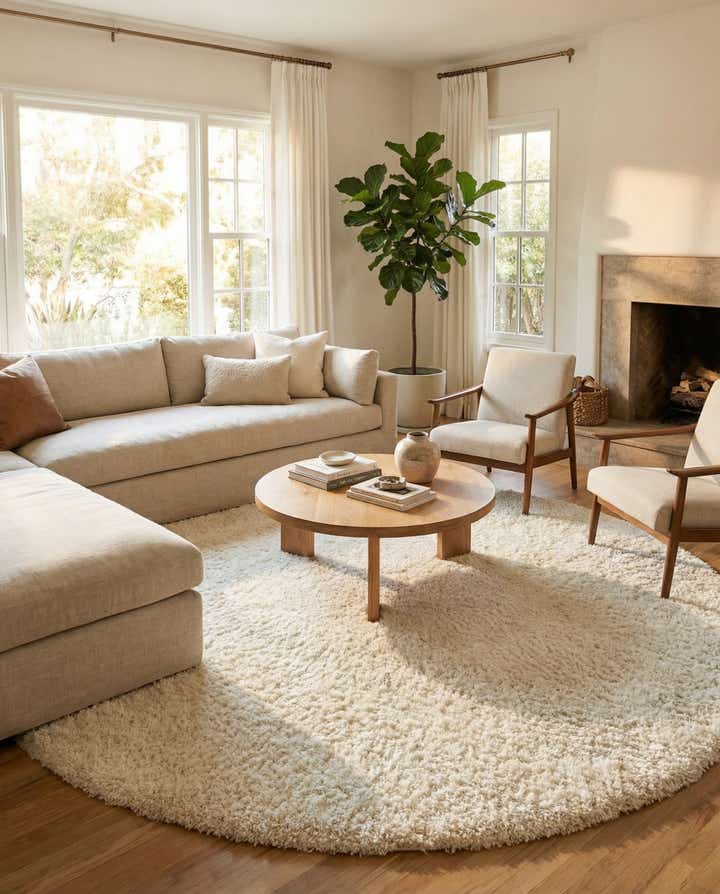 10' x 10' Solid Shag Round Rug