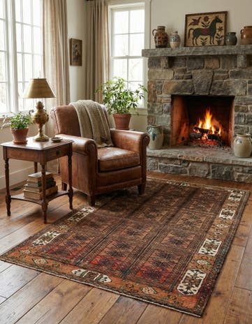 3' 2 x 4' 10 Hand Knotted Balouch Persian Wool Rug
