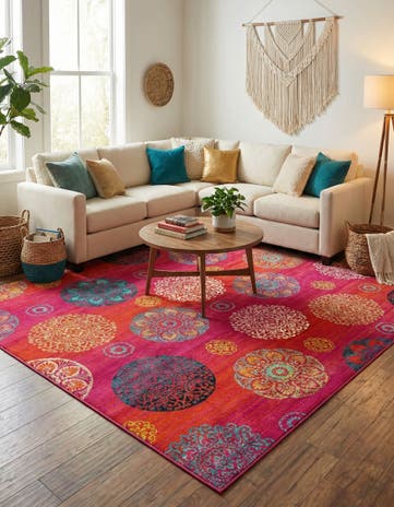 Rust Red Azalea Square Rug