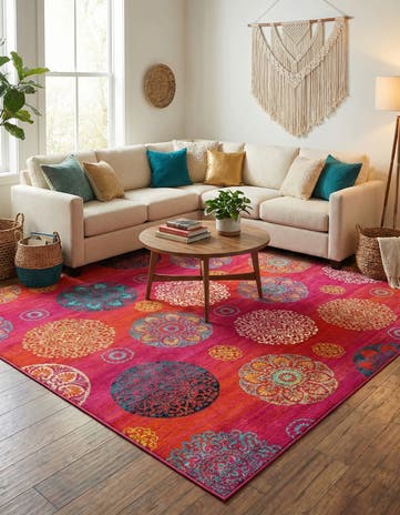 Rust Red Azalea Square Rug