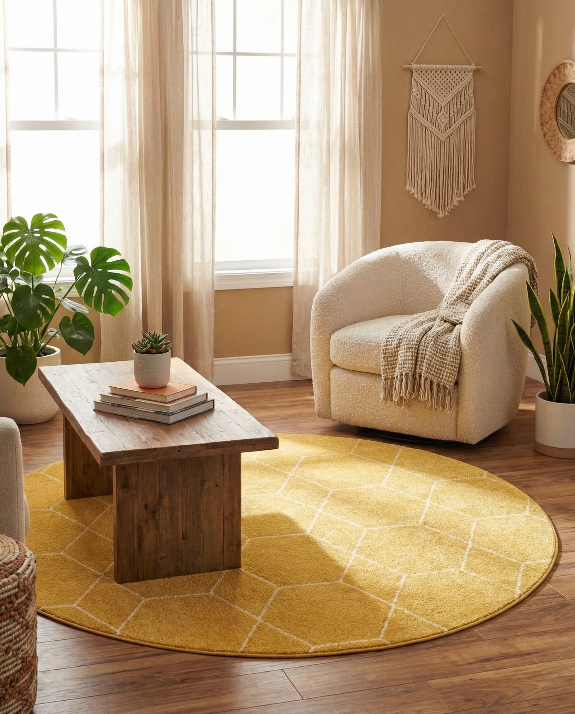 5' 3 x 5' 3 Trellis Frieze Round Rug