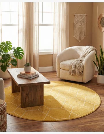 5' 3 x 5' 3 Trellis Frieze Round Rug