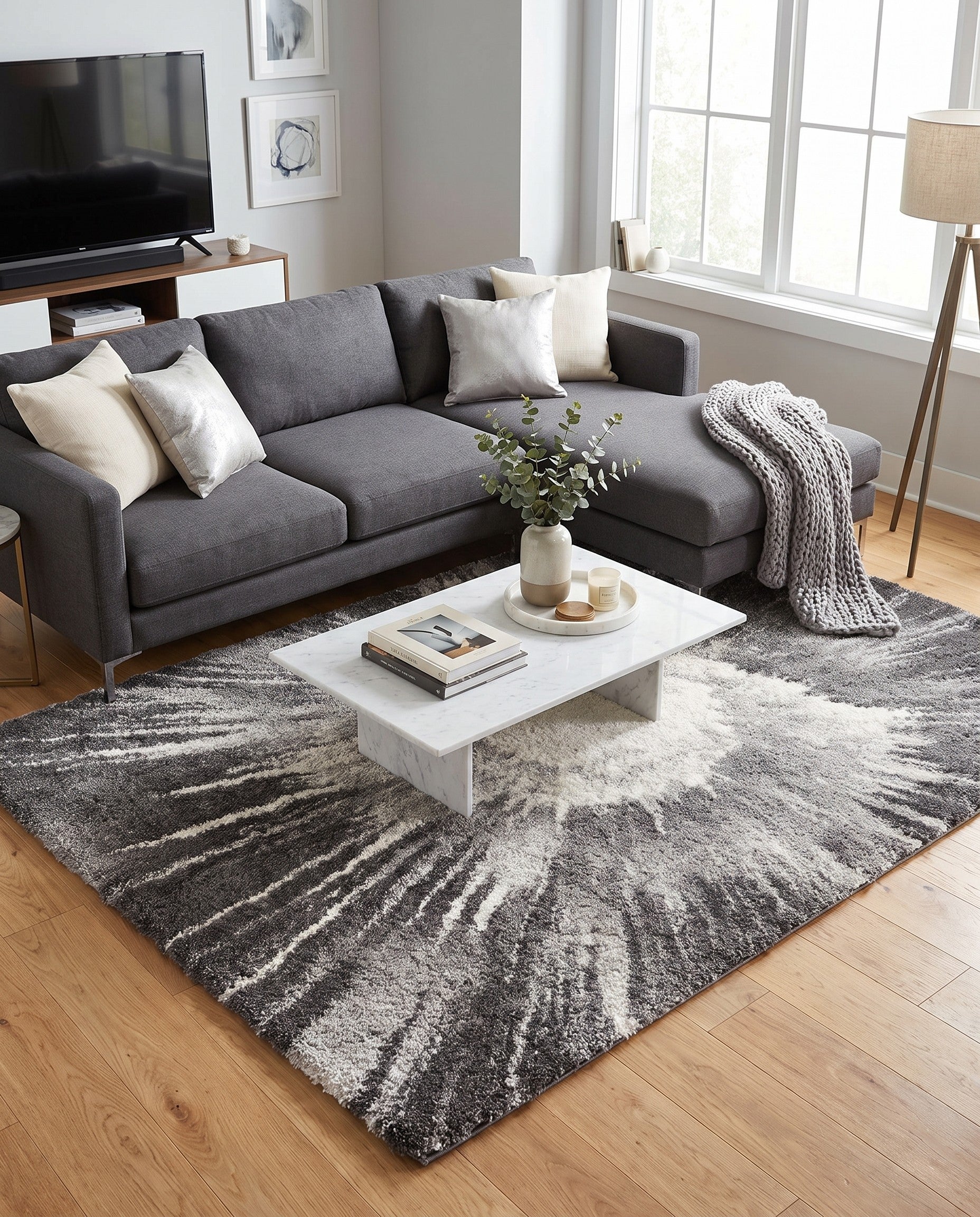 Gray and Black Soft Touch Shag Rug