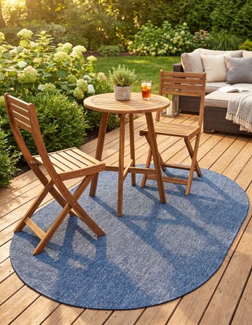 4' x 6' Easy-Clean Solid Indoor / Outdoor Oval Rug