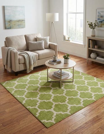 Light Green Lattice Square Rug