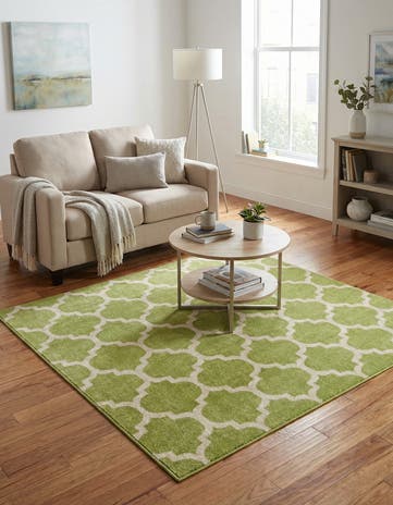 Light Green Lattice Square Rug