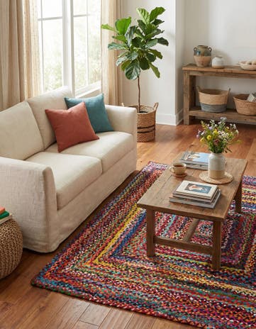 6' 1 x 6' 1 Handmade Braided Chindi Square Rug