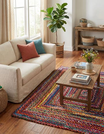6' 1 x 6' 1 Handmade Braided Chindi Square Rug
