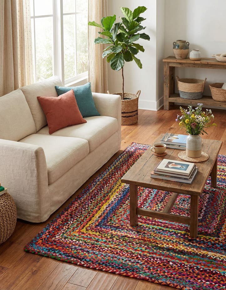 6' 1 x 6' 1 Handmade Braided Chindi Square Rug