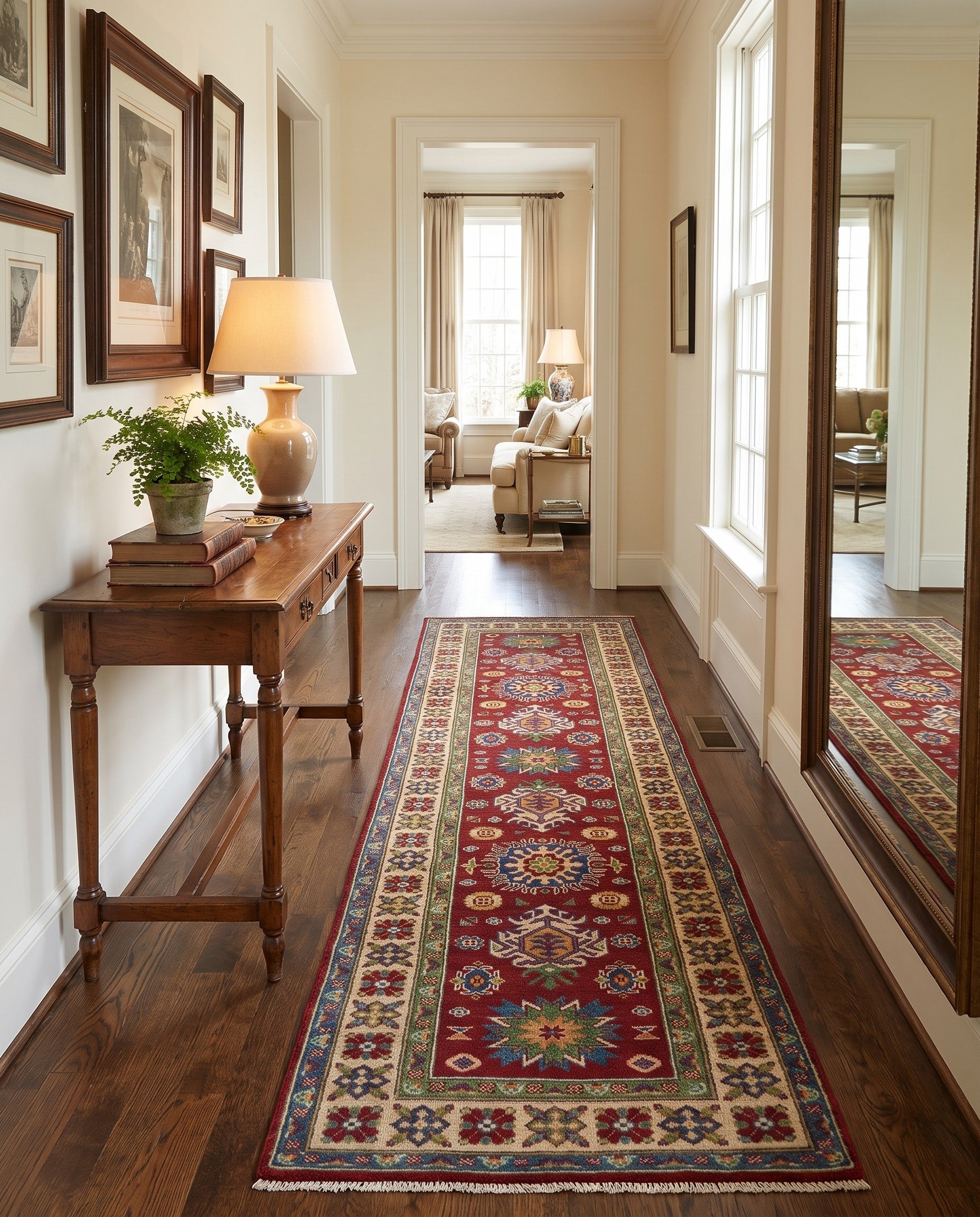 80cm x 300cm Hand Knotted Kazak Runner Rug