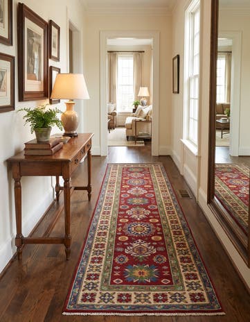 2' 8 x 9' 9 Hand Knotted Kazak Runner Rug