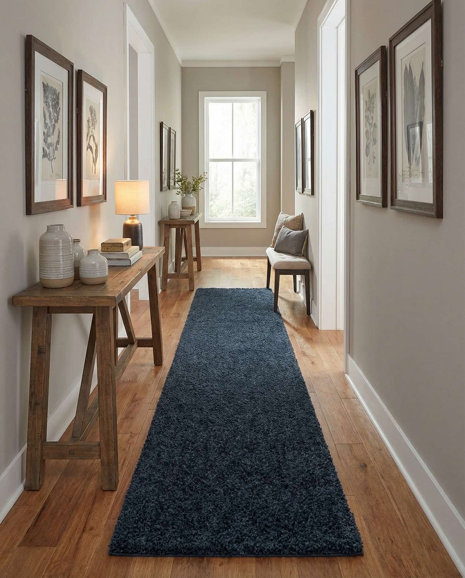 2' 7 x 14' Solid Shag Runner Rug