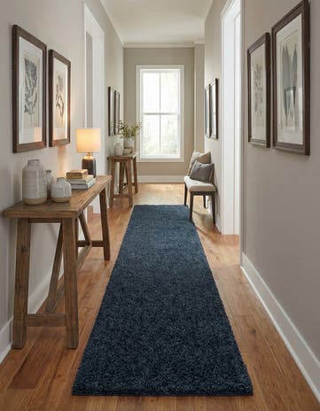 2' 7 x 14' Solid Shag Runner Rug