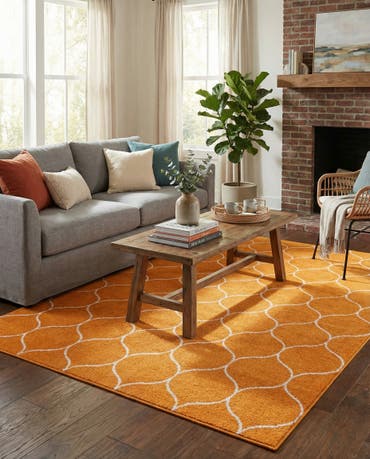  7' 10 x 10' Lattice Frieze Rug