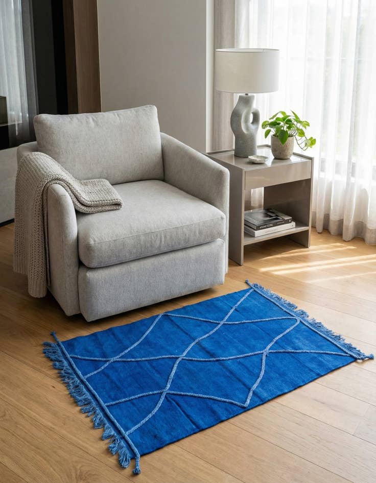 Detail image of 3' 4 x 5' Hand Woven Kilim Modern Wool Rug