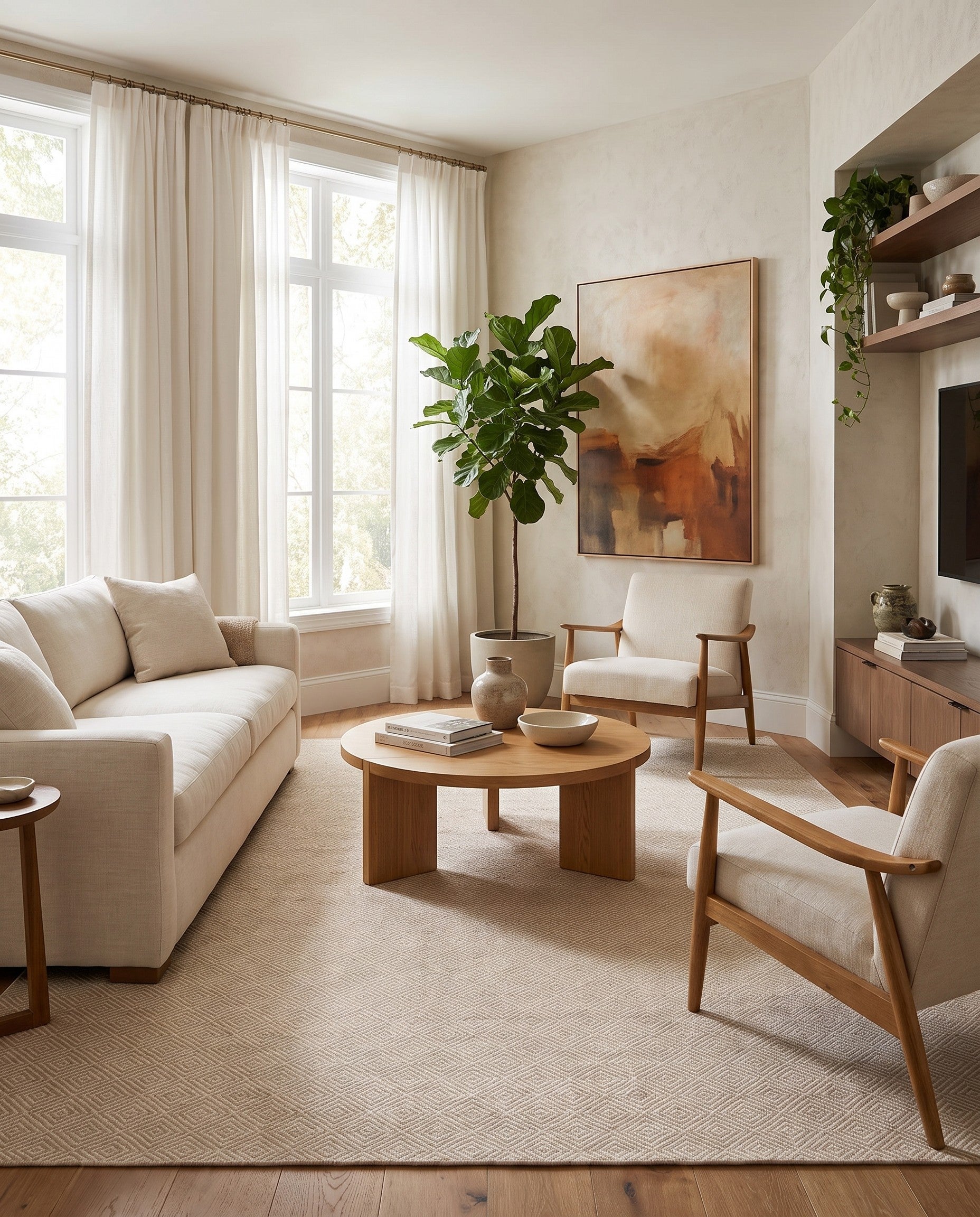 Beige Hand Woven Geo Trellis Flatweave Rug
