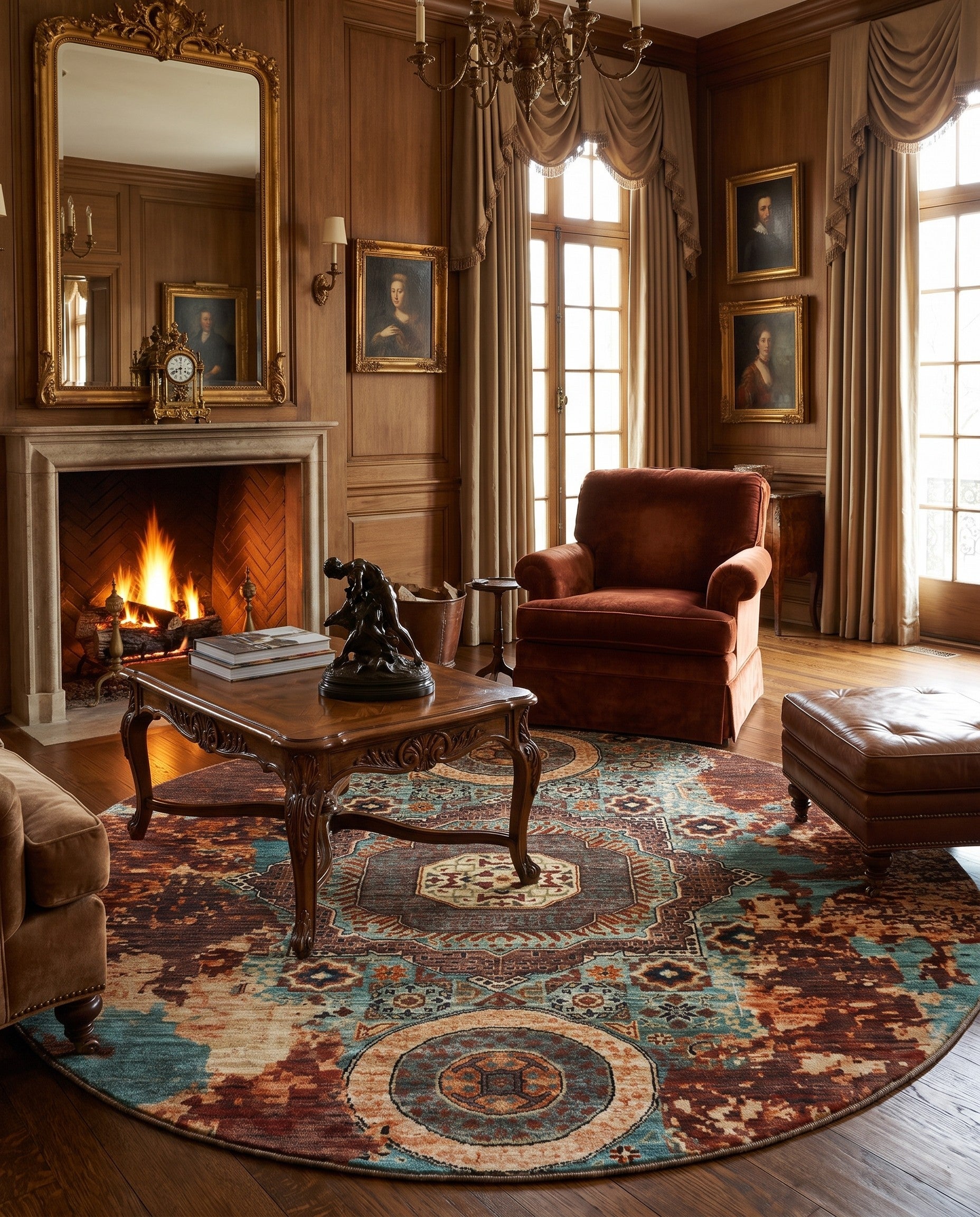 6' 5 x 6' 6 Hand Knotted Mamluk Ziegler Round Rug
