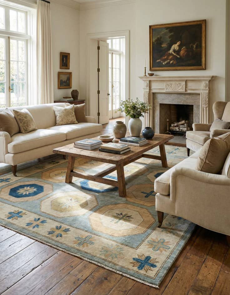 Detail image of 7' 11 x 9' 8 Hand Knotted Oushak Wool Rug