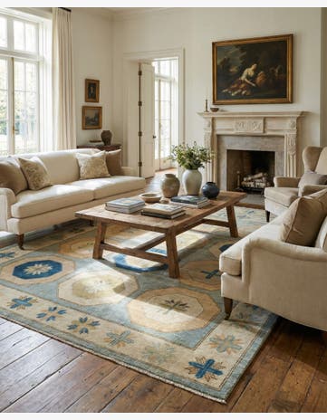 7' 11 x 9' 8 Hand Knotted Oushak Wool Rug