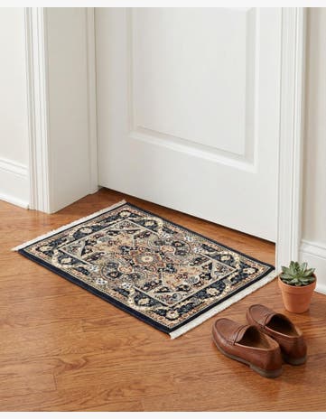 Navy Blue Nain Design Rug