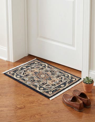 Navy Blue Nain Design Rug