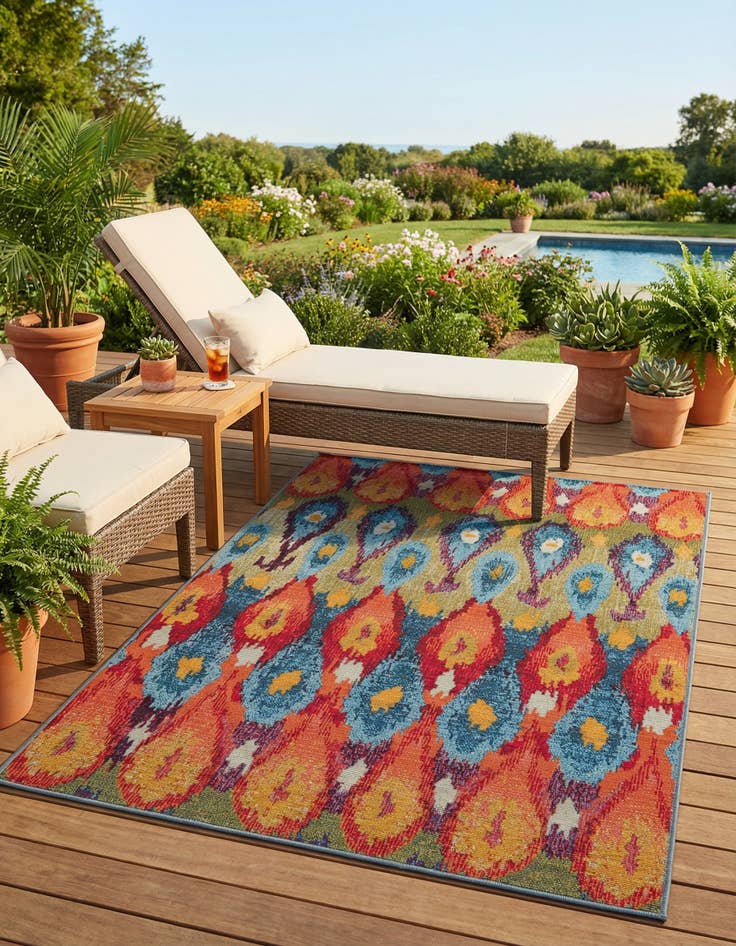 Detail image of 3' 3 x 5' 3 Washable Modern Indoor / Outdoor Rug