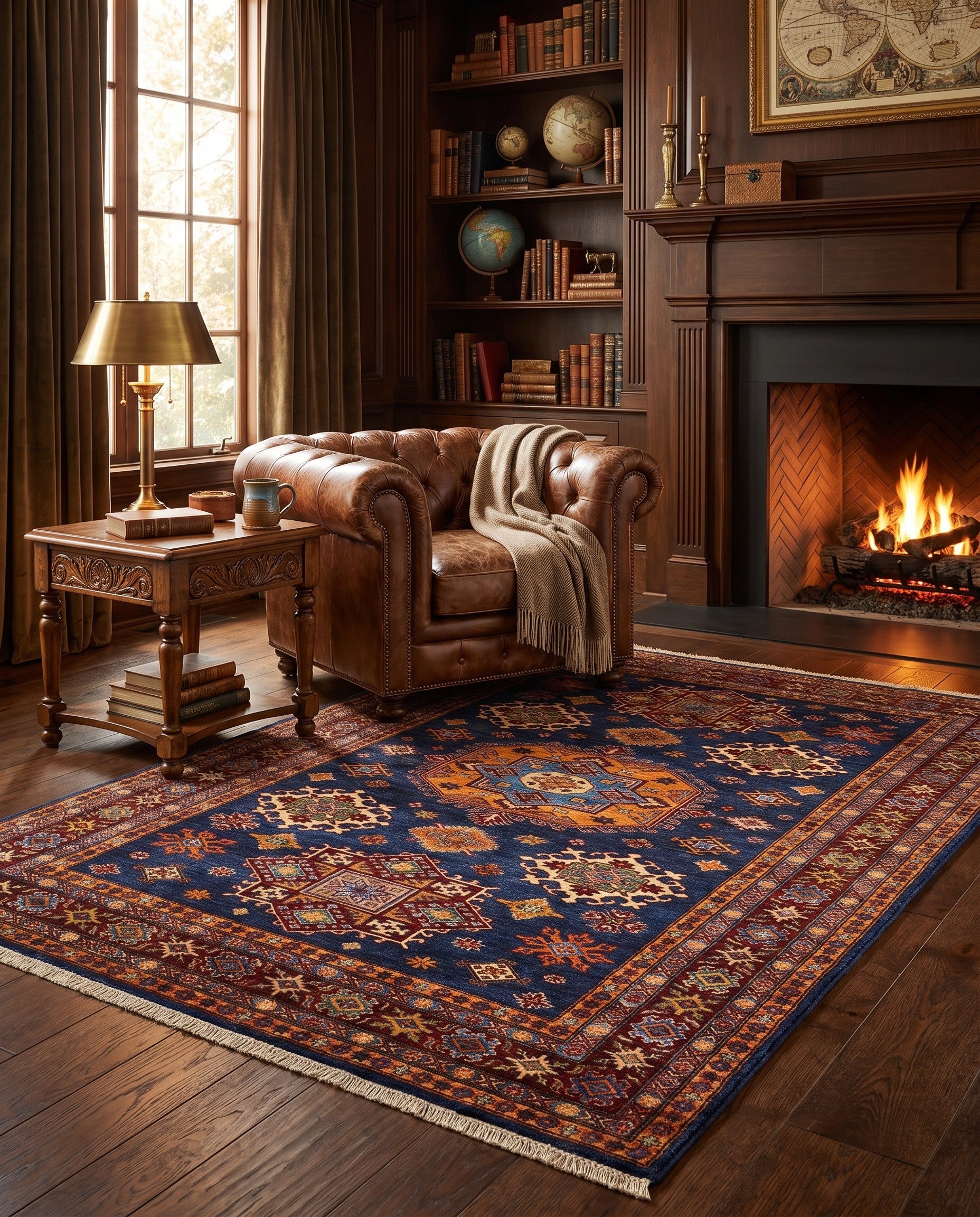 5' 8 x 8' Hand Knotted Kazak Rug