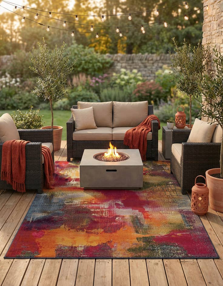 Detail image of 5' 3 x 8' Washable Modern Indoor / Outdoor Rug